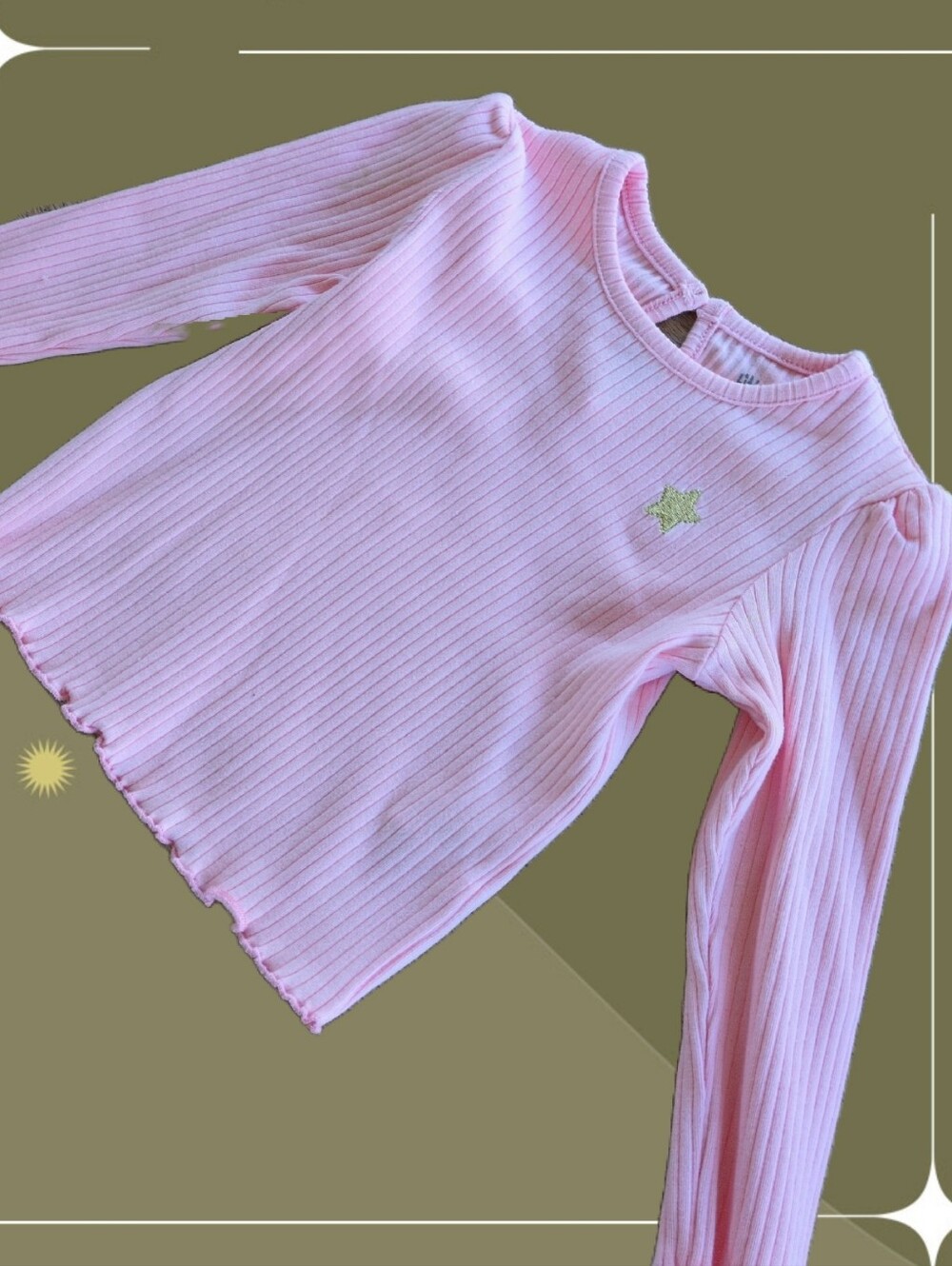 ✨ Tags Attached Little Me Girls Pink Ruffle Hem Long Sleeve Tee Size 24 Mo